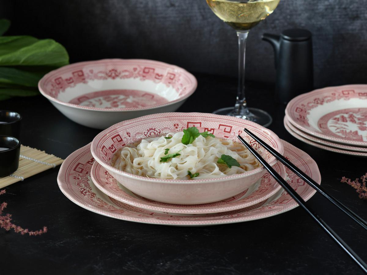 Jedilni Servis China Town, 18-Delni - rdeča/bela, Basics, keramika - Creatable