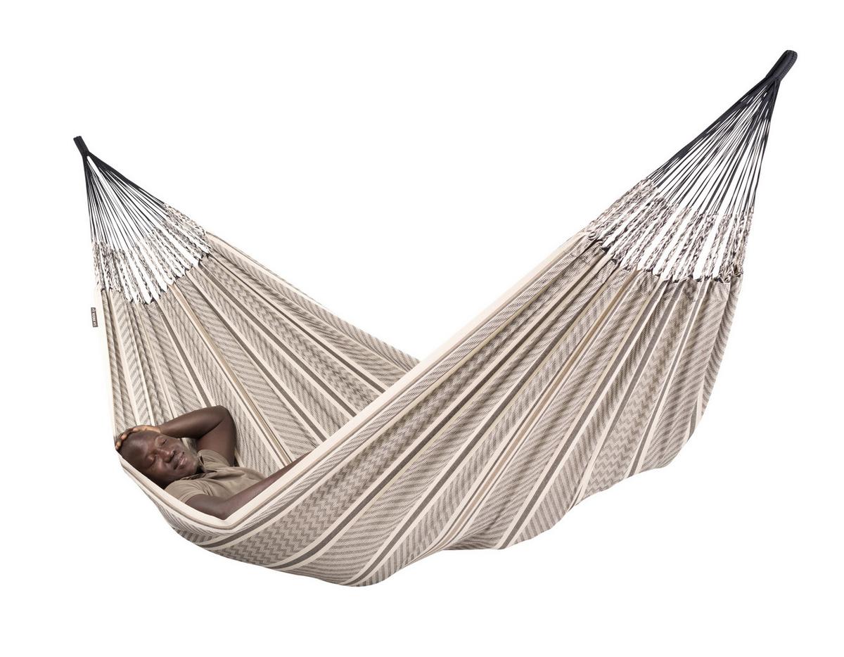 Hängematte Kingsize Hammock Grau/Weiß - Dunkelgrau/Hellgrau, KONVENTIONELL, Textil (180/400cm) - La Siesta