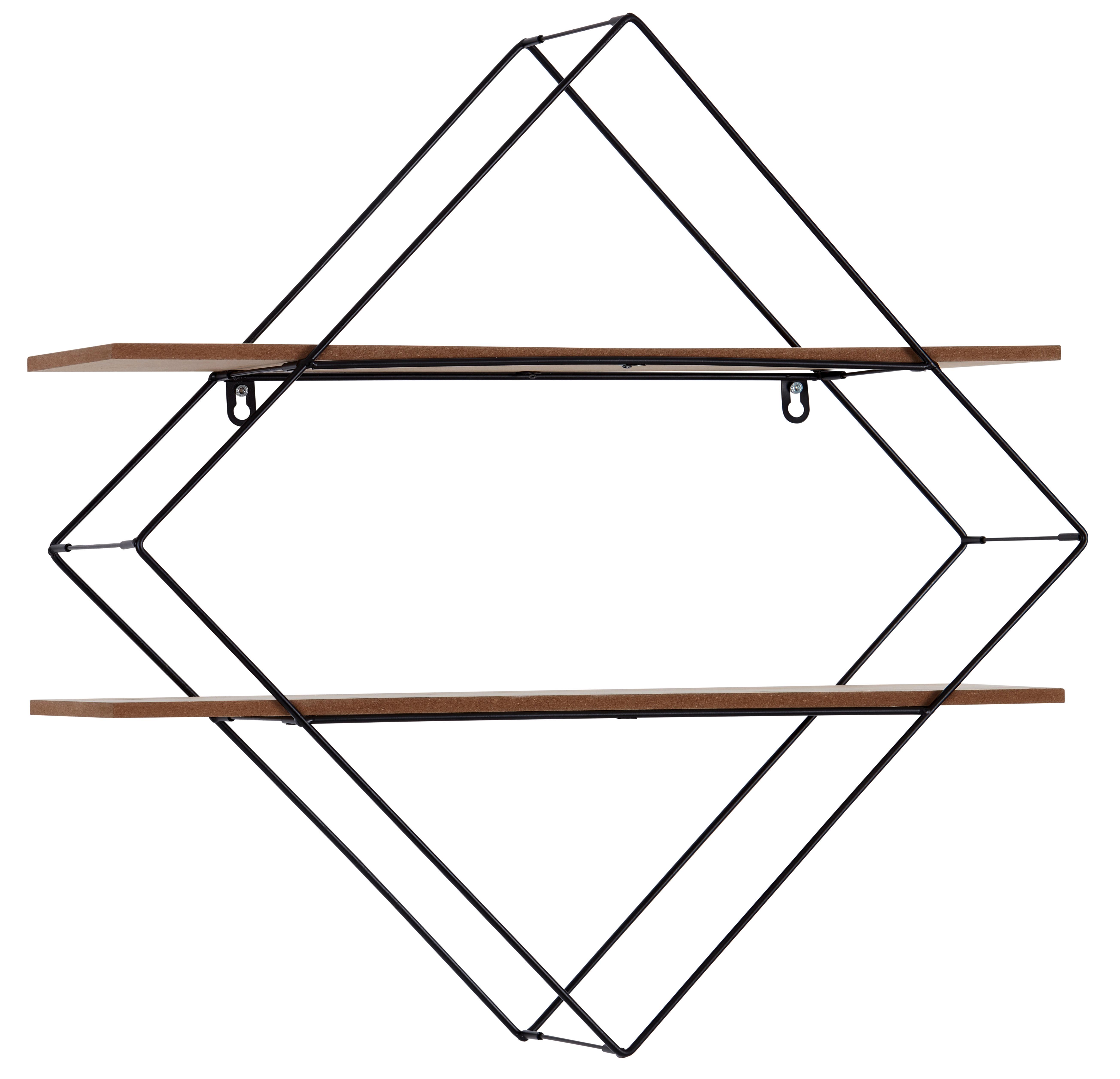 Zidna Polica Rom 2 - boje pinije/crna, Moderno, drvni materijal/metal (60/60/15cm) - Modern Living