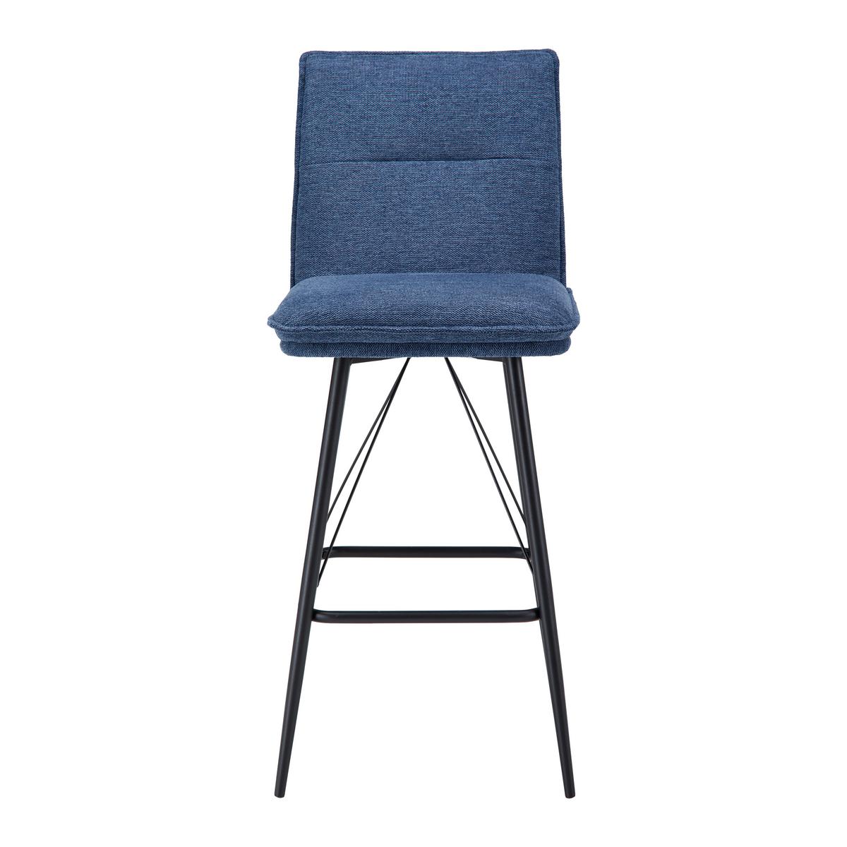 Barhocker-Set Boris Blau Webstoff Gepolstert - Blau/Schwarz, MODERN, Holz/Textil (44/107/56cm) - Bessagi Home