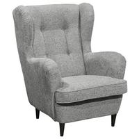 FOTEL USZAK OSKAR - czarny/szary, Basics, materiał drewnopochodny/tkanina (78/102/98cm) - MID.YOU
