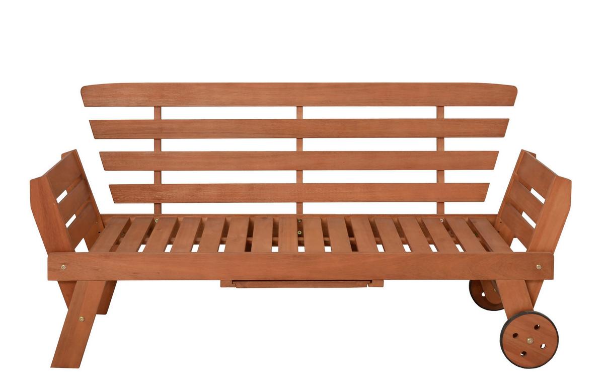 Gartenbank Holz Rincon ca. 190x78x68 cm inkl. Kissen - Braun/Grau, Basics, Holz/Textil (190/77,5/68cm) - Gardenson
