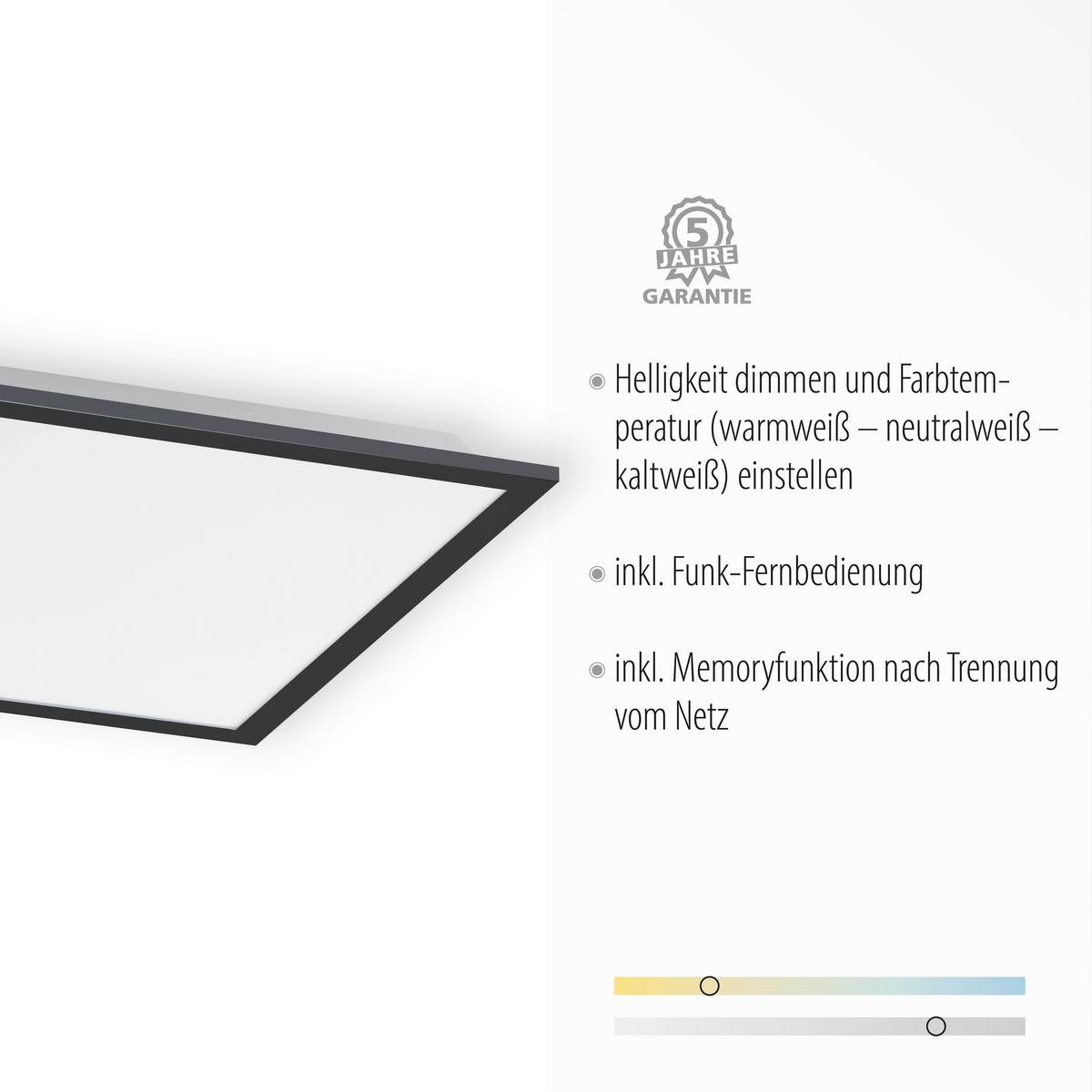 LED-Deckenleuchte Flat max. 23,5 Watt - Schwarz, Basics, Kunststoff/Metall (44,5/44,5/7cm)