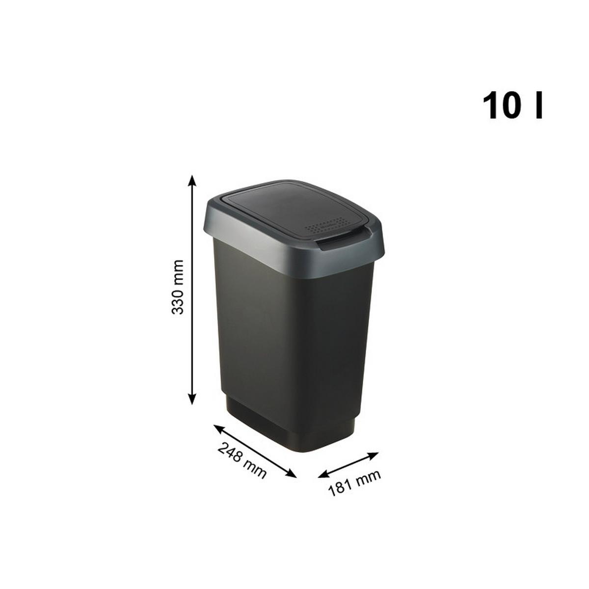 KOSZ NA ODPADY 1754308850 - czarny/ciemnoszary, Basics, tworzywo sztuczne (24,8/18,1/33cm) - Rotho