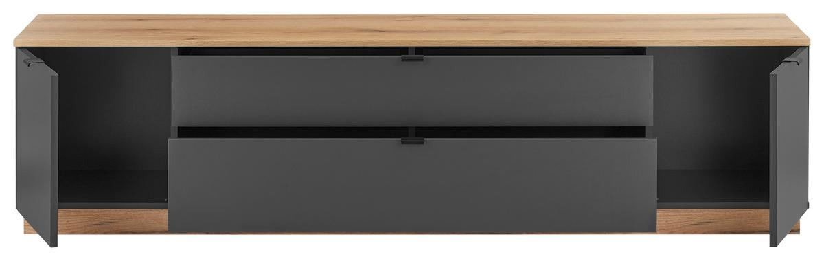 Tv-element Vince Ii, Antracit, Barva Hrasta - črna/barve hrasta, Trend, umetna masa/leseni material (185/47/38cm) - Livetastic