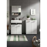 Badezimmer-Set COPA 3-teilig, Grau/Weiß Hochglanz - Chromfarben/Weiß Hochglanz, MODERN, Holzwerkstoff/Kunststoff (130cm) - MID.YOU