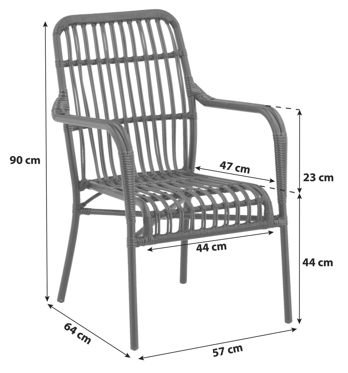 Loungesessel Rizal ca. 57x90 cm Schwarz - Schwarz, KONVENTIONELL, Kunststoff/Metall (57/90/64cm) - Gardenson
