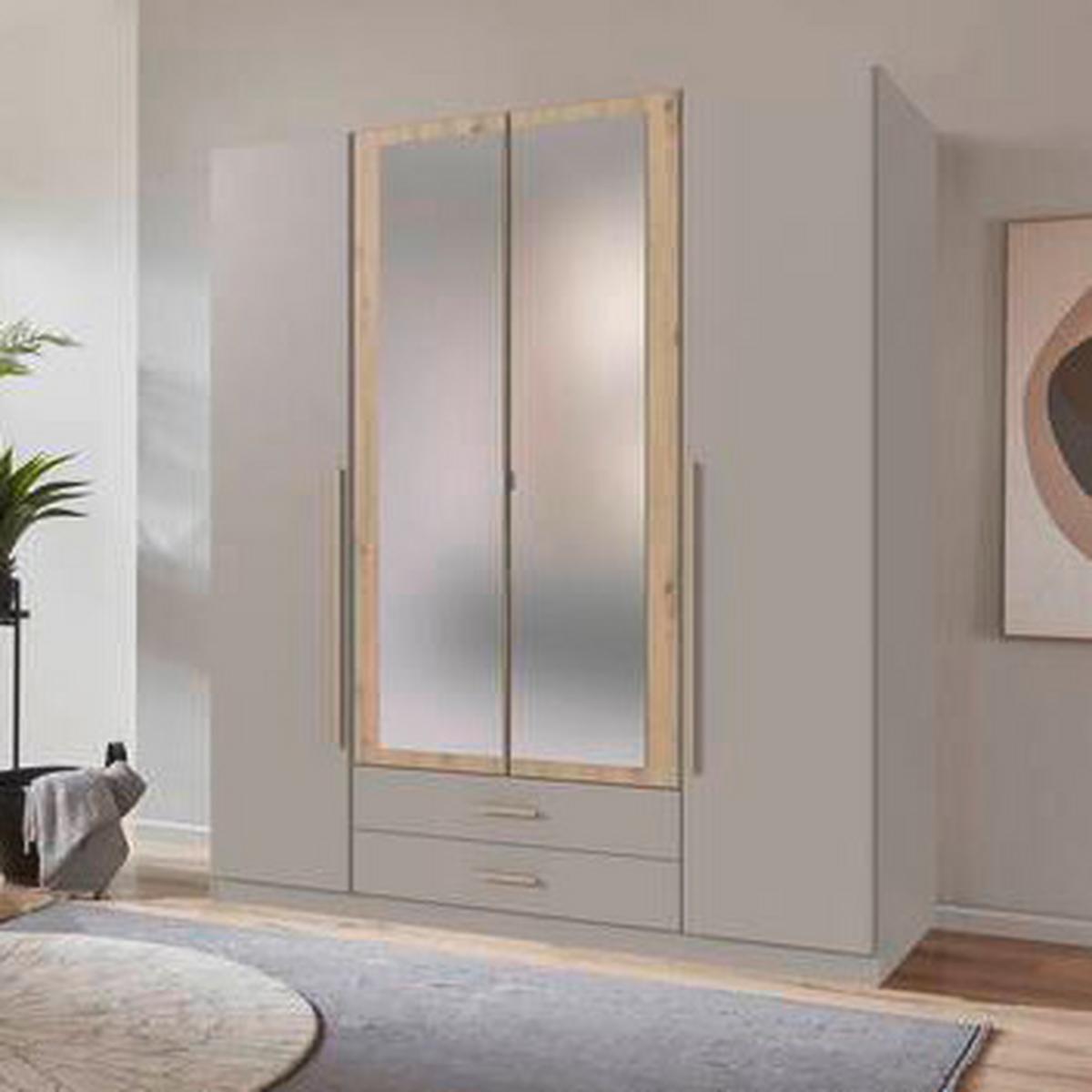 Drehtürenschrank Marburg Eiche Artisan/Grau/Sahara - Eiche Artisan/Grau, Konventionell, Glas/Holzwerkstoff (180/199/58cm) - Mömax