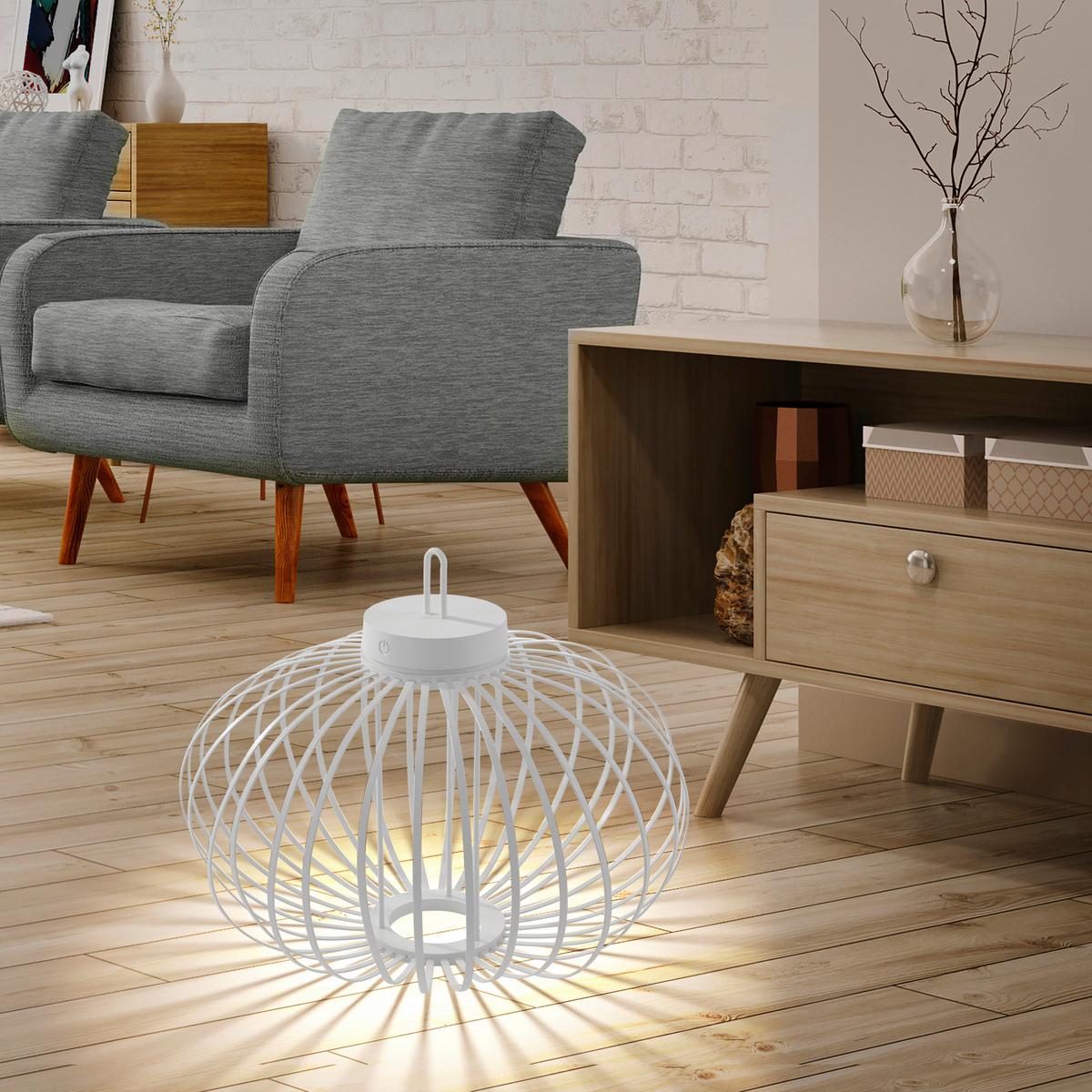 Akku-Tischleuchte Akuba Weiß max. 1,5 Watt - Weiß, Basics, Holz/Kunststoff (46/46/37cm)