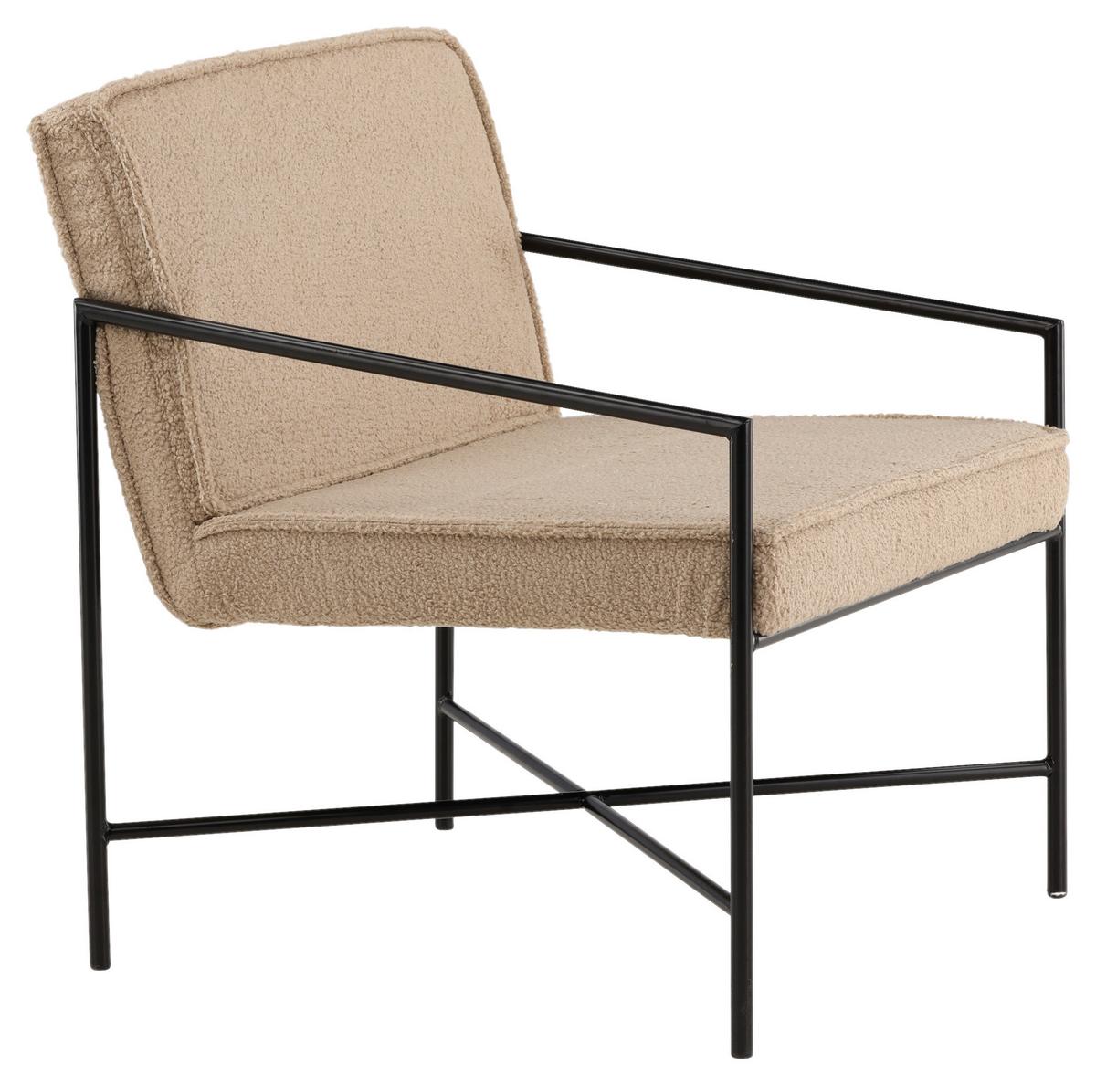 SESSEL RAKEL - Beige/Schwarz, Design, Textil/Metall (66/78/65cm) - Livetastic