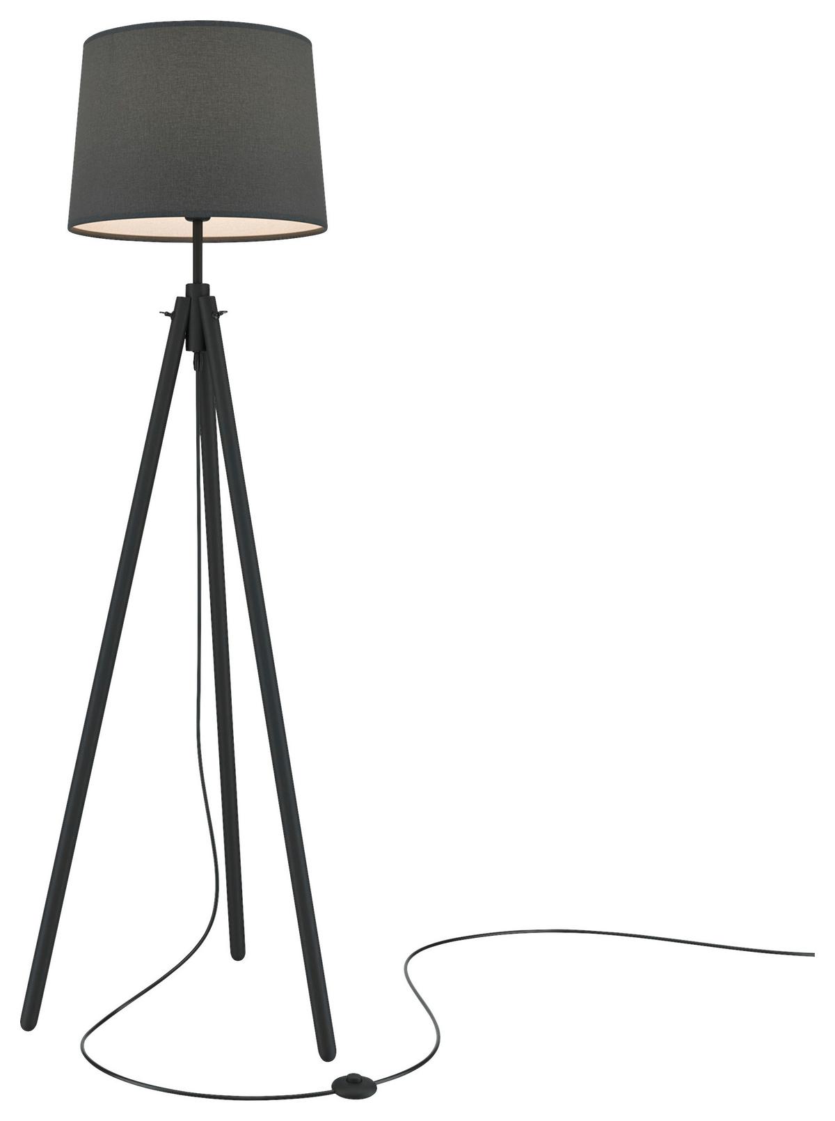 Stehleuchte Calvin Schwarz max. 60 Watt - Schwarz, Trend, Holz/Kunststoff (44/164,2/60,7cm) - MAYTONI