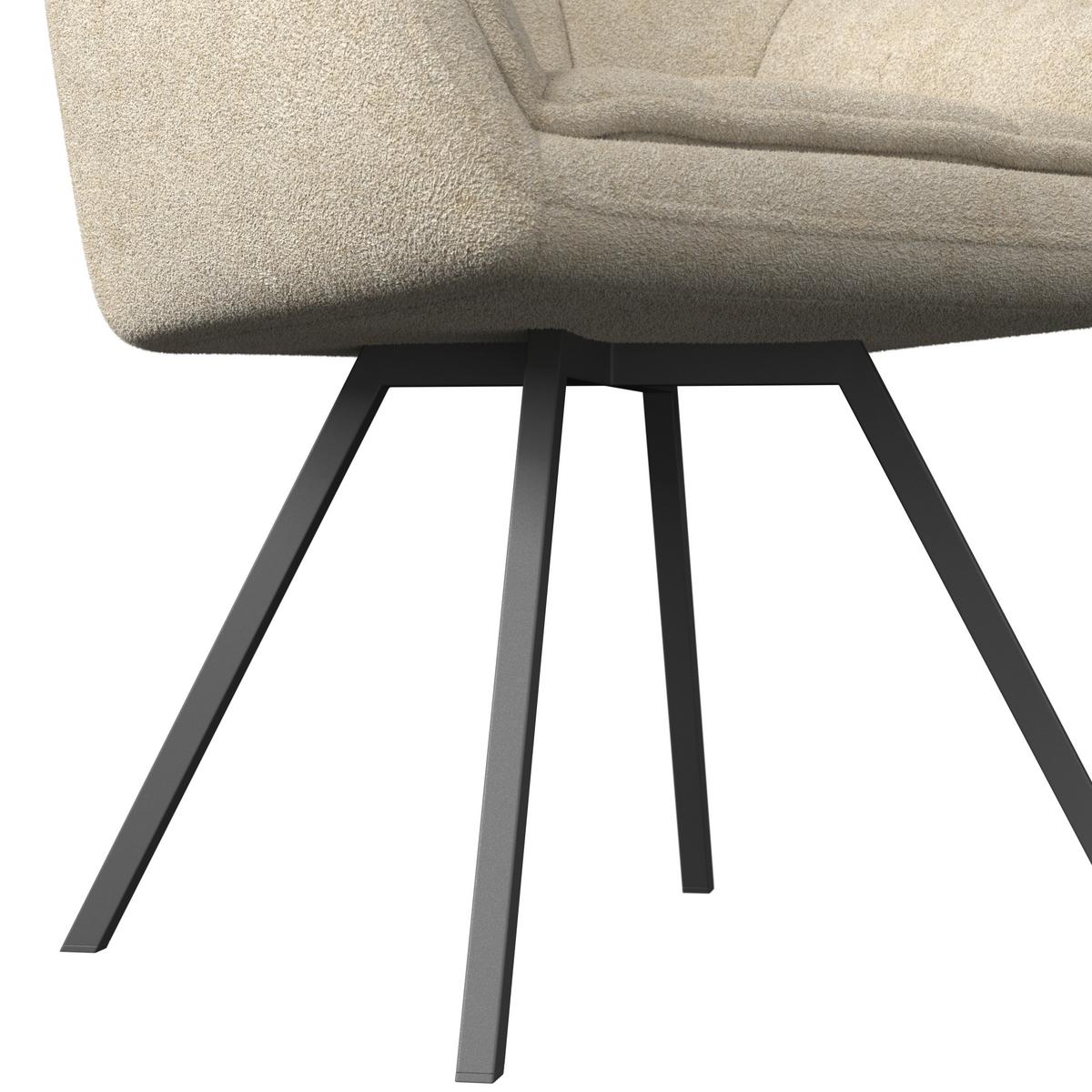 Armlehnstuhl Billy Creme Struktur Drehbar Gepolstert - Creme/Schwarz, MODERN, Holz/Textil (64/87/64cm) - Bessagi Home