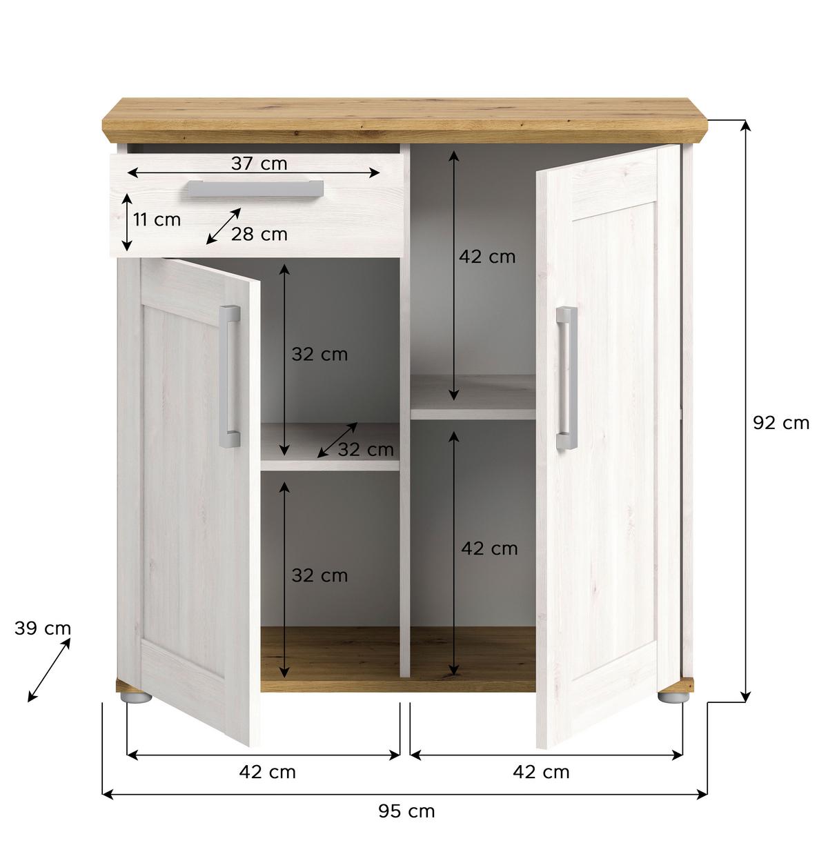 Kommode Verona ca. 90x88x37 cm Lärche/Eiche - KONVENTIONELL, Holzwerkstoff/Kunststoff (90/88/37cm) - MID.YOU