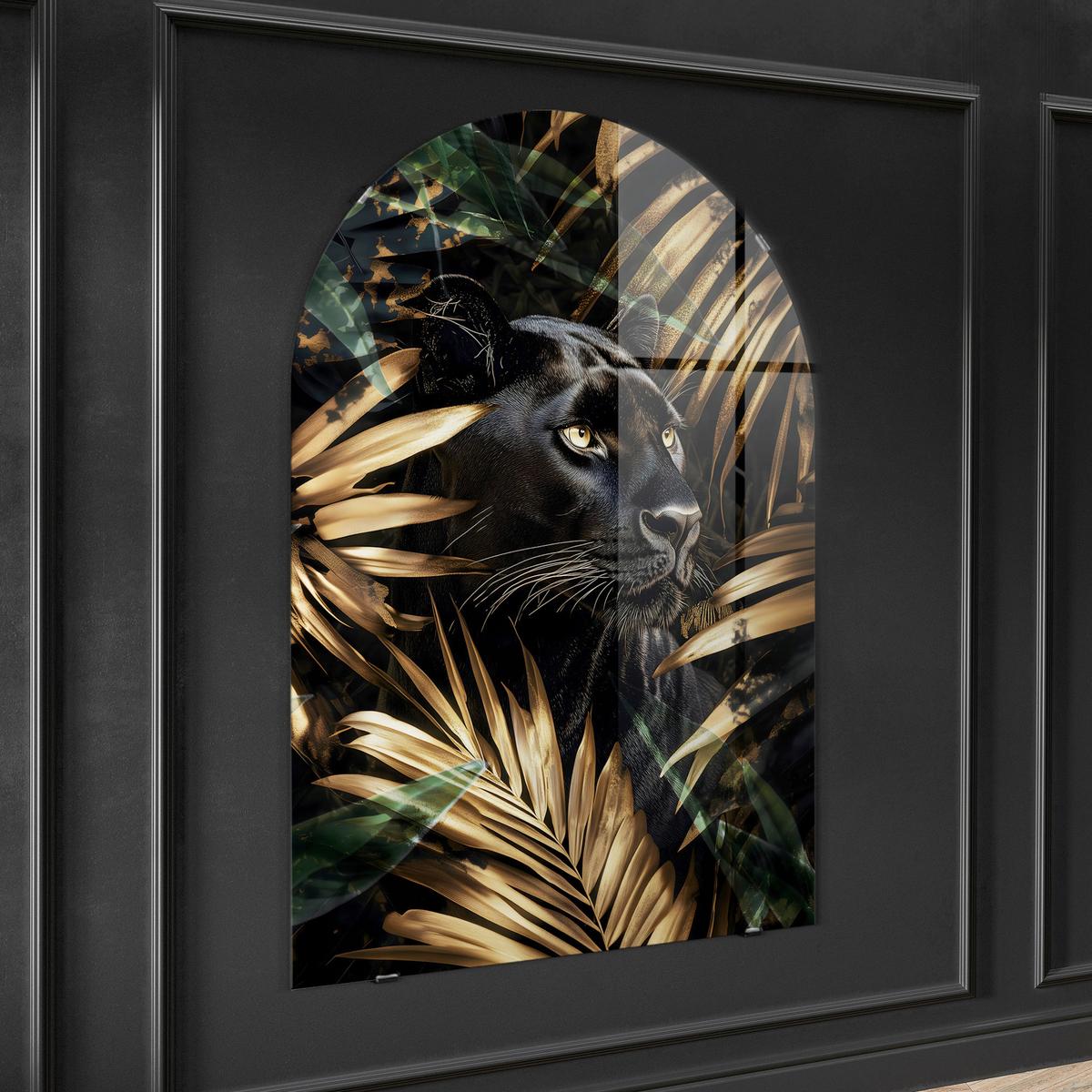 Glasbild Schwarz/Goldfarben - Goldfarben/Schwarz, Basics, Glas/Papier (70/100cm)