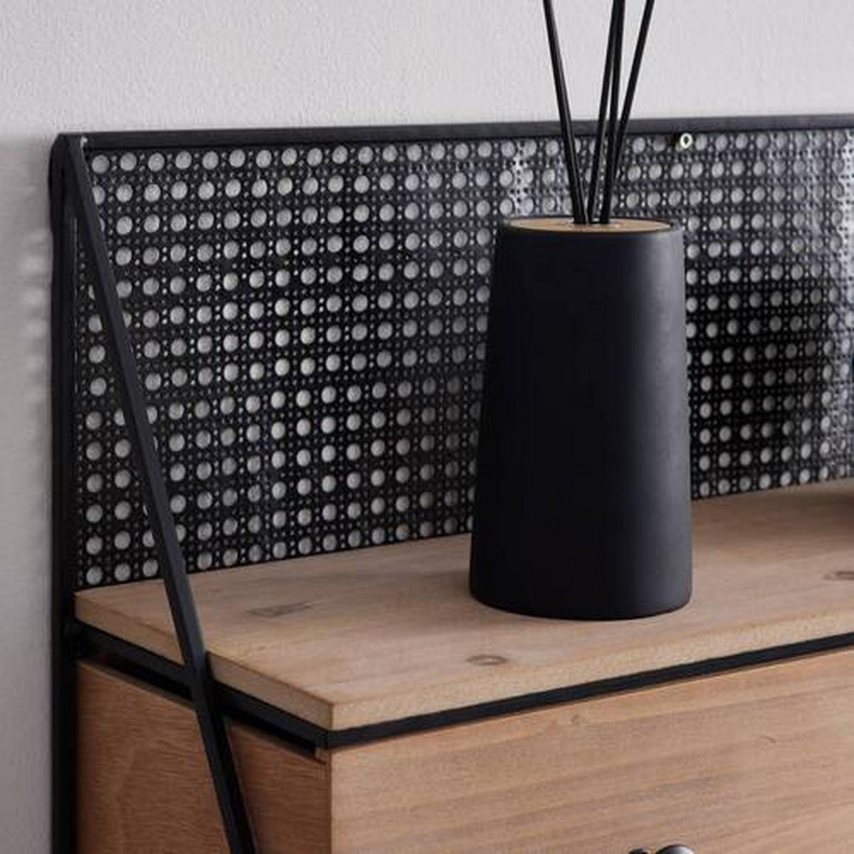 Wandregal Lelia Natur/Schwarz Echtholz/MDF - Schwarz/Naturfarben, MODERN, Holz/Metall (60/43/20cm) - Bessagi Home