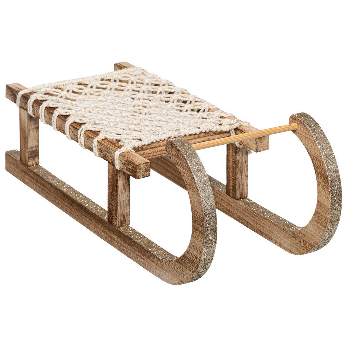 Săniuță decorativă cca. 40x13 cm WoHo - alb/maro deschis, Modern, lemn/textil (40cm)