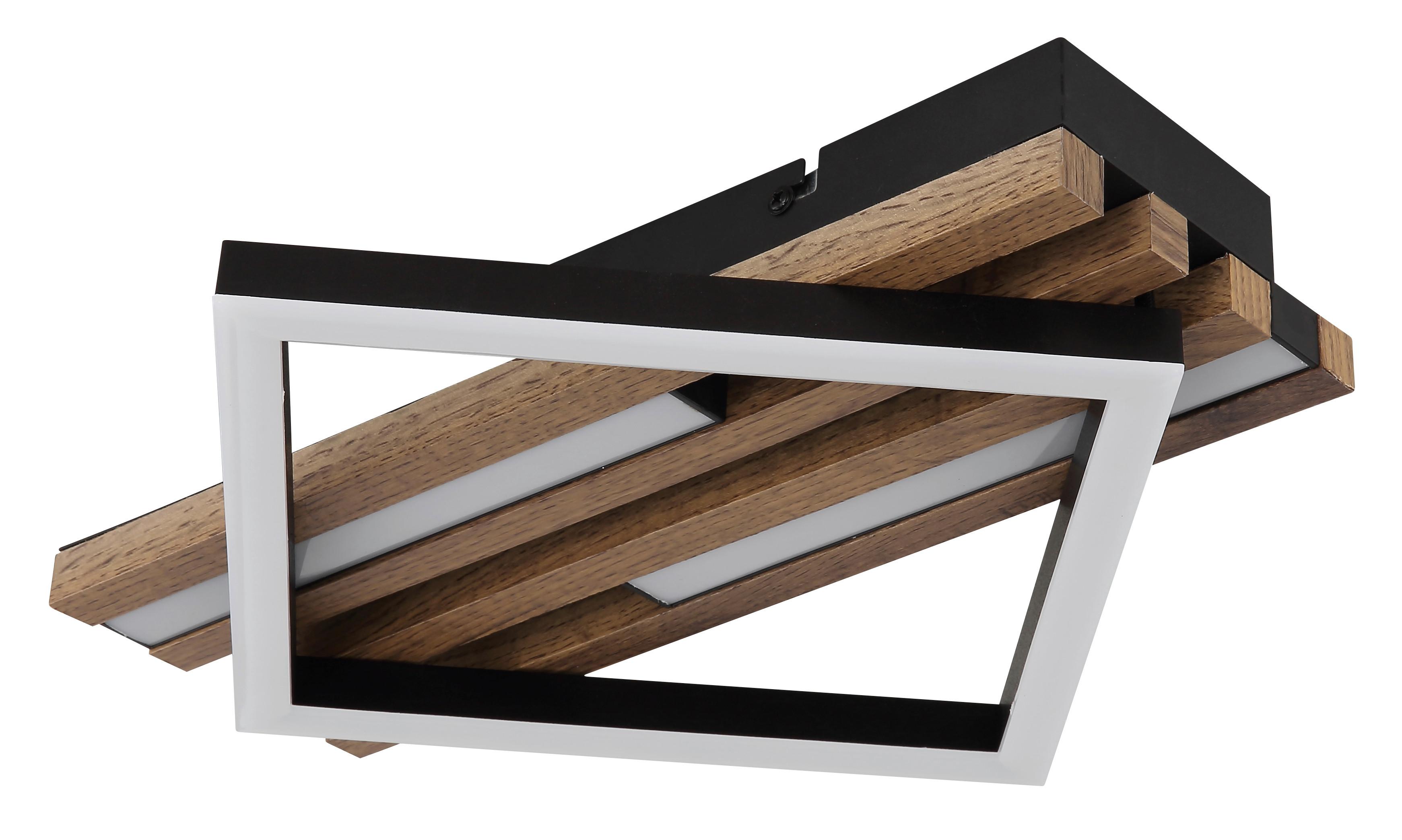 LED-DECKENLEUCHTE 67344D OBRIEN - Weiss/Dunkelbraun, Natur, Holzwerkstoff/Kunststoff (33/31/7,5cm) - Globo