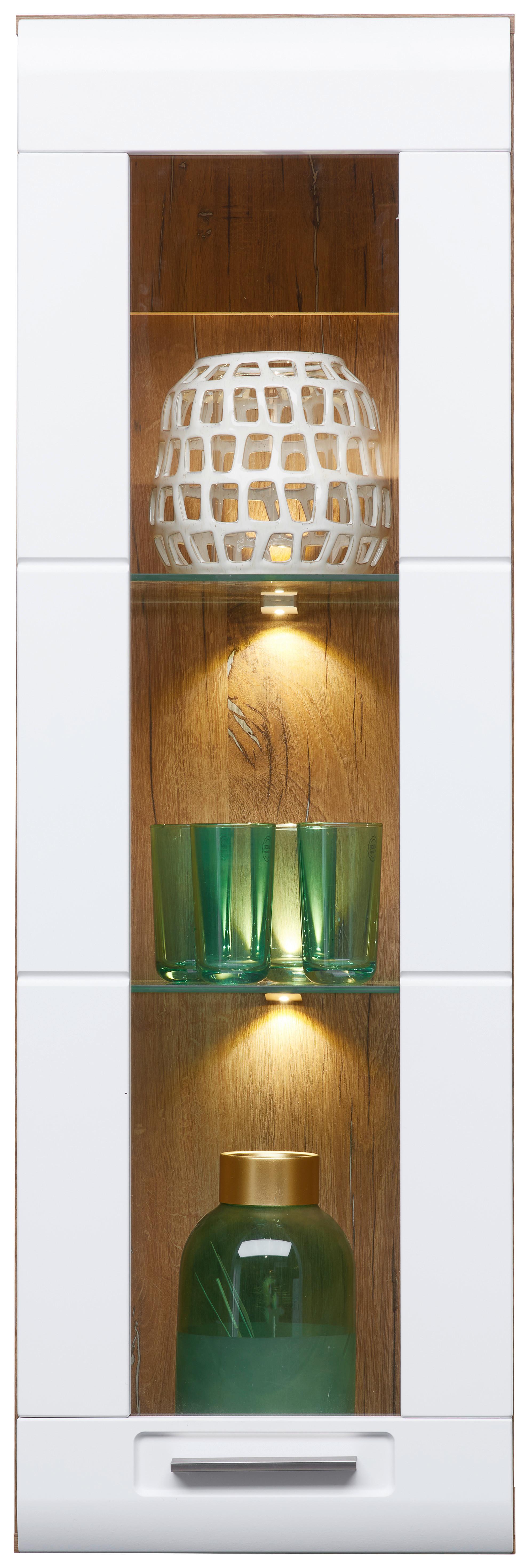 Viseća Vitrina Auris - bijela, Moderno, staklo/drvni materijal (40,3/123,4/37,1cm) - Modern Living