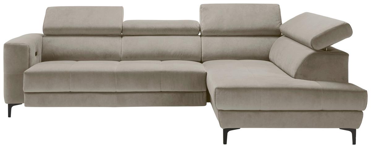 Ecksofa Emma rechts Beige - Beige/Schwarz, MODERN, Textil (301/210cm) - Premium Living