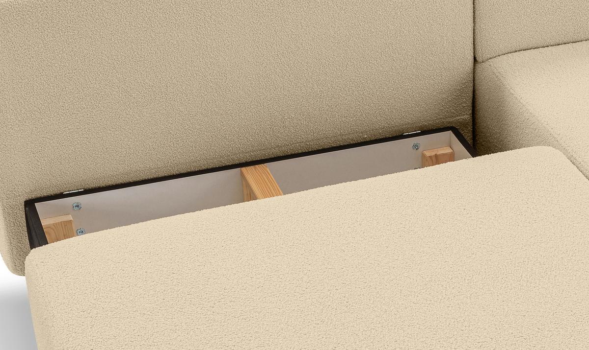 Ecksofa Amsterix Beige Schlaffunktion - Beige/Schwarz, Basics, Holz/Kunststoff (213/158cm) - MID.YOU