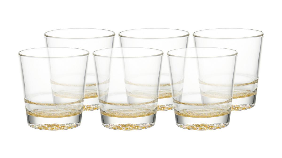 KOMPLET SZKŁA STOŁOWEGO ADORNO - kolor złoty, Modern, szkło (400ml) - Bessagi Home