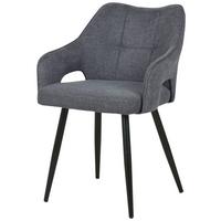 KRZESŁO Z PODŁOKIETNIKAMI OLBIA - czarny/szary, Modern, metal/drewno (60,5/81,5/55,5cm) - MID.YOU