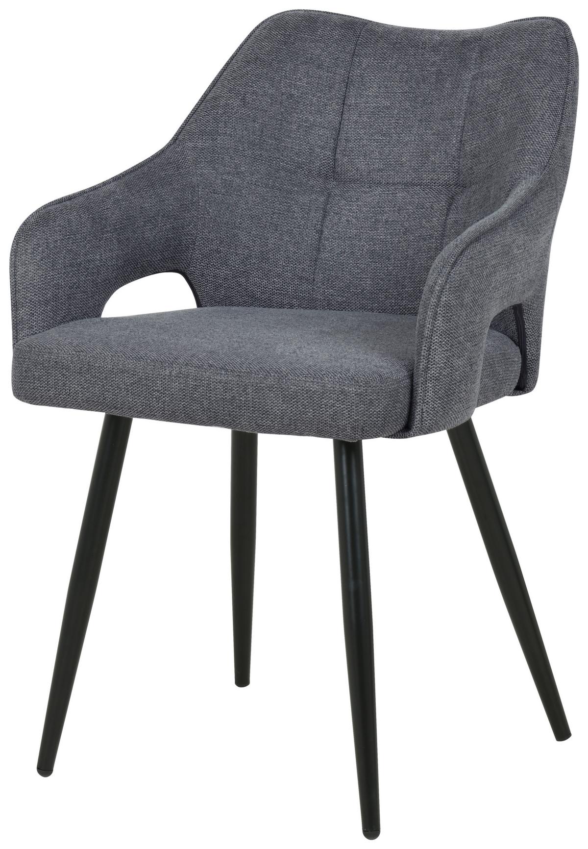 KRZESŁO Z PODŁOKIETNIKAMI OLBIA - czarny/szary, Modern, metal/drewno (60,5/81,5/55,5cm) - MID.YOU