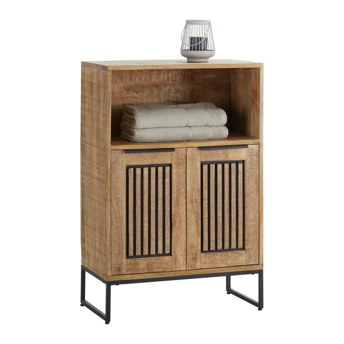 Kommode Everest Naturfarben/Schwarz - Schwarz/Naturfarben, Natur, Holz/Metall (60/90/32cm) - Mömax