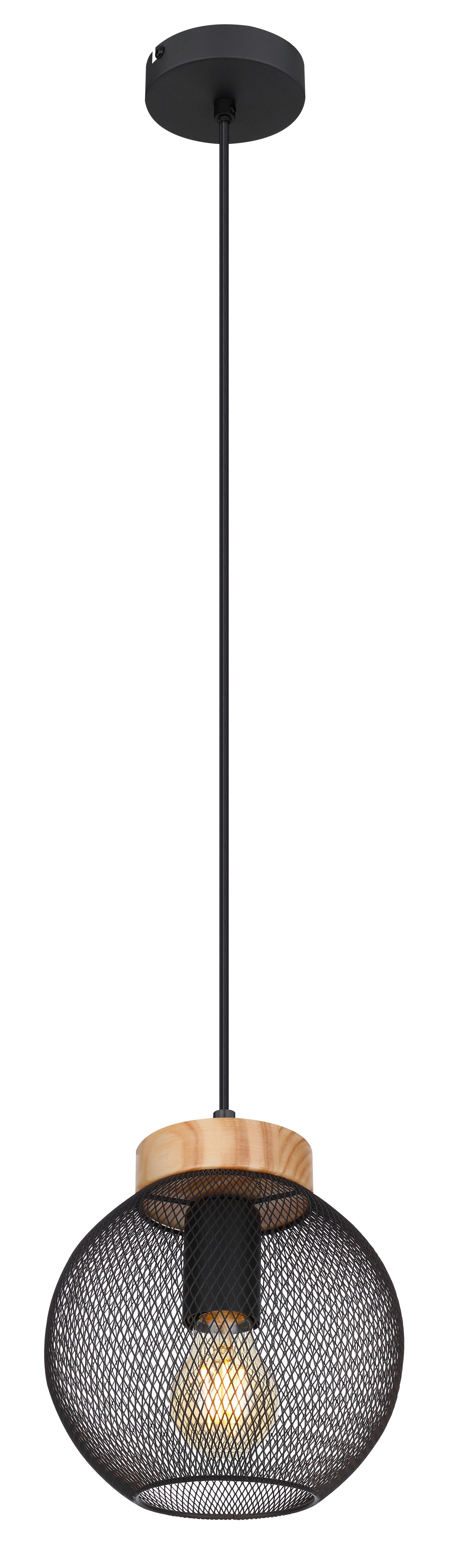 Hängeleuchte Pablo max. 40 Watt - Schwarz/Braun, MODERN, Holz/Metall (20/120cm)