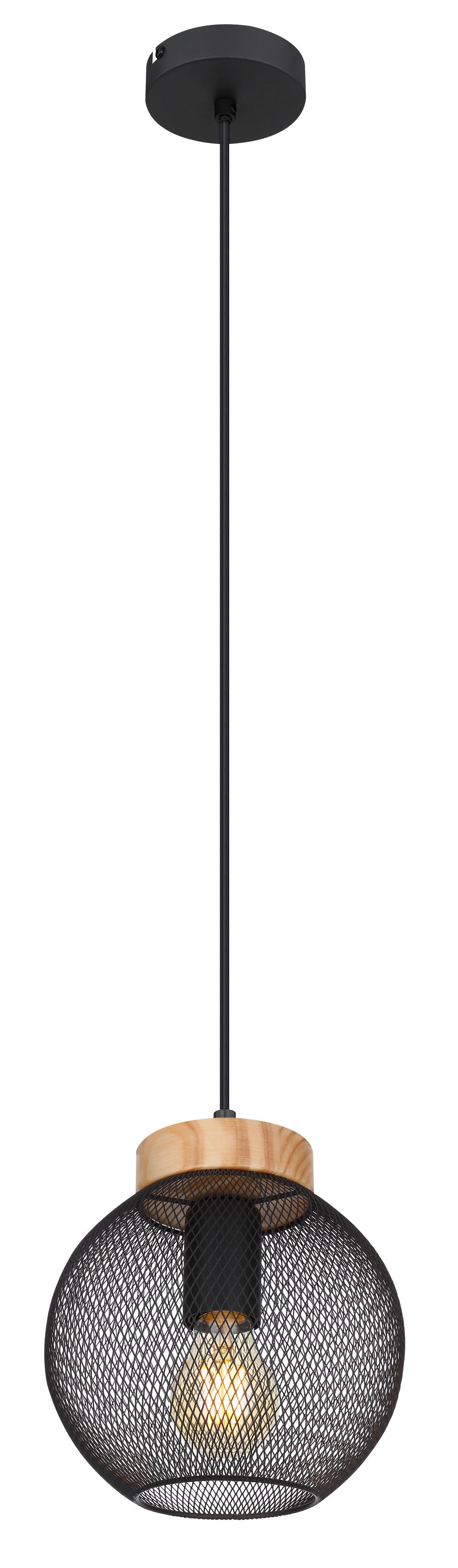 Hängeleuchte Pablo max. 40 Watt - Schwarz/Braun, MODERN, Holz/Metall (20/120cm)