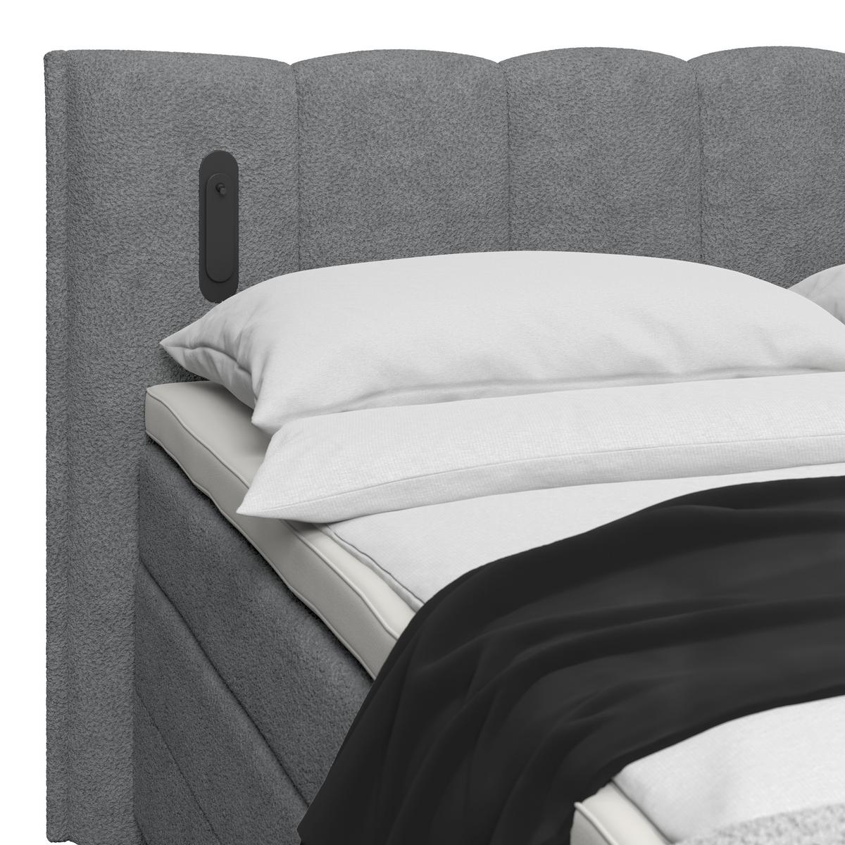 Boxspring Krevet Elysia - tamno siva/crna, Trend, drvni materijal/drvo (160/200cm) - Premium Living