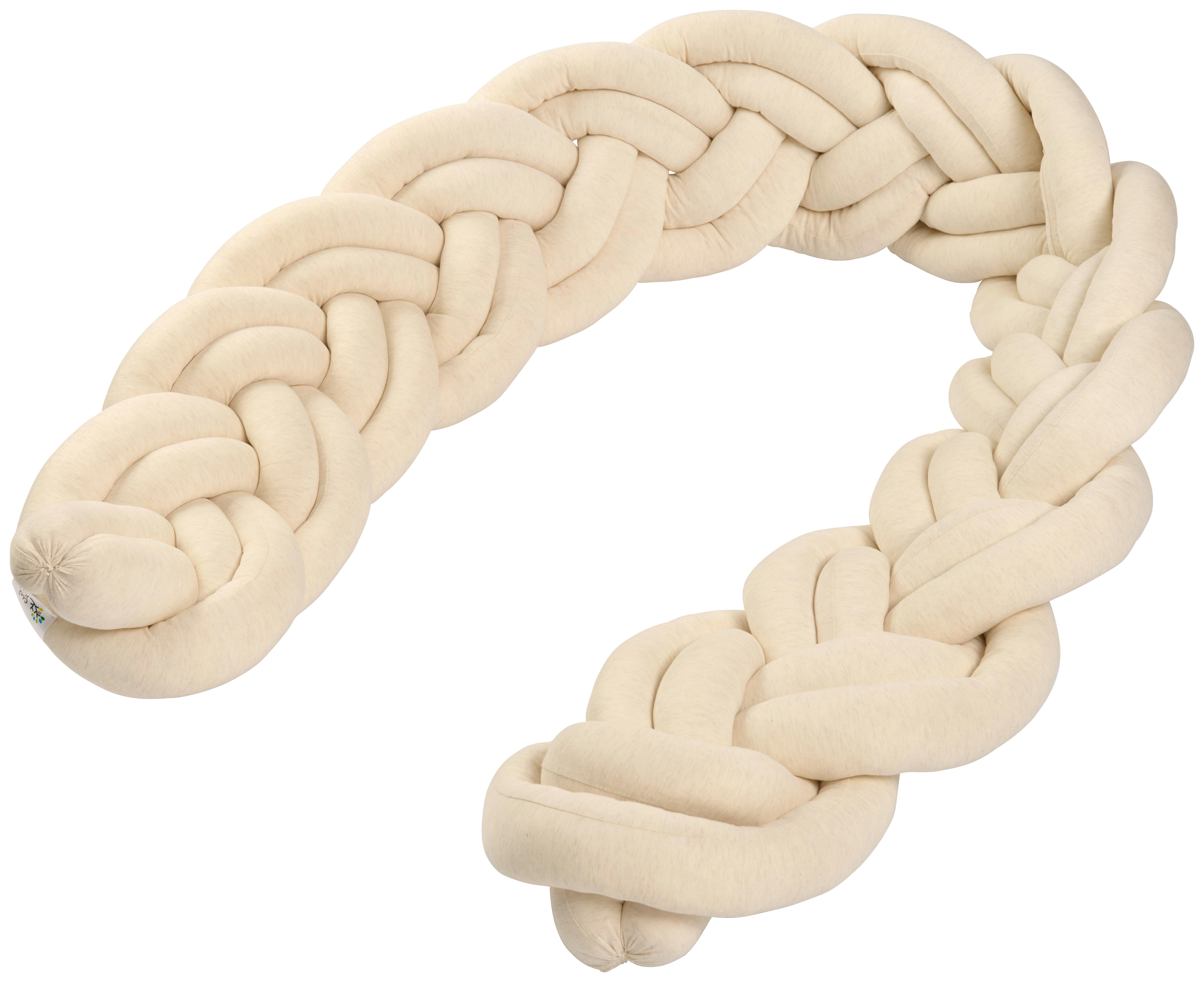 OCHRANIACZ DO ŁÓŻECZKA DOUBLE  CREME - beżowy, Trend, tkanina (24/200cm) - Patinio