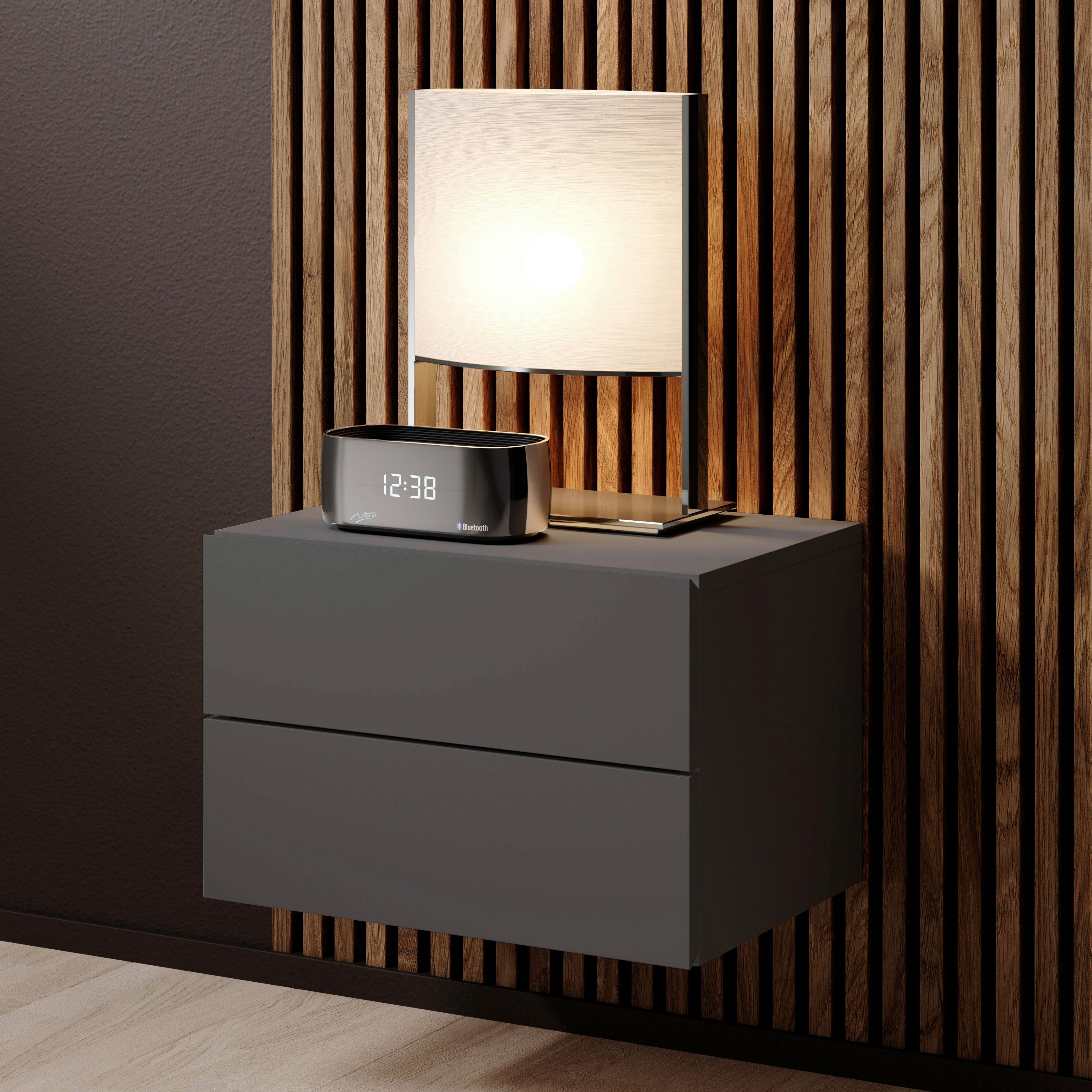 SZAFKA NOCNA CABO - kolor grafitowy, Modern, materiał drewnopochodny (42/28/30cm) - Livetastic