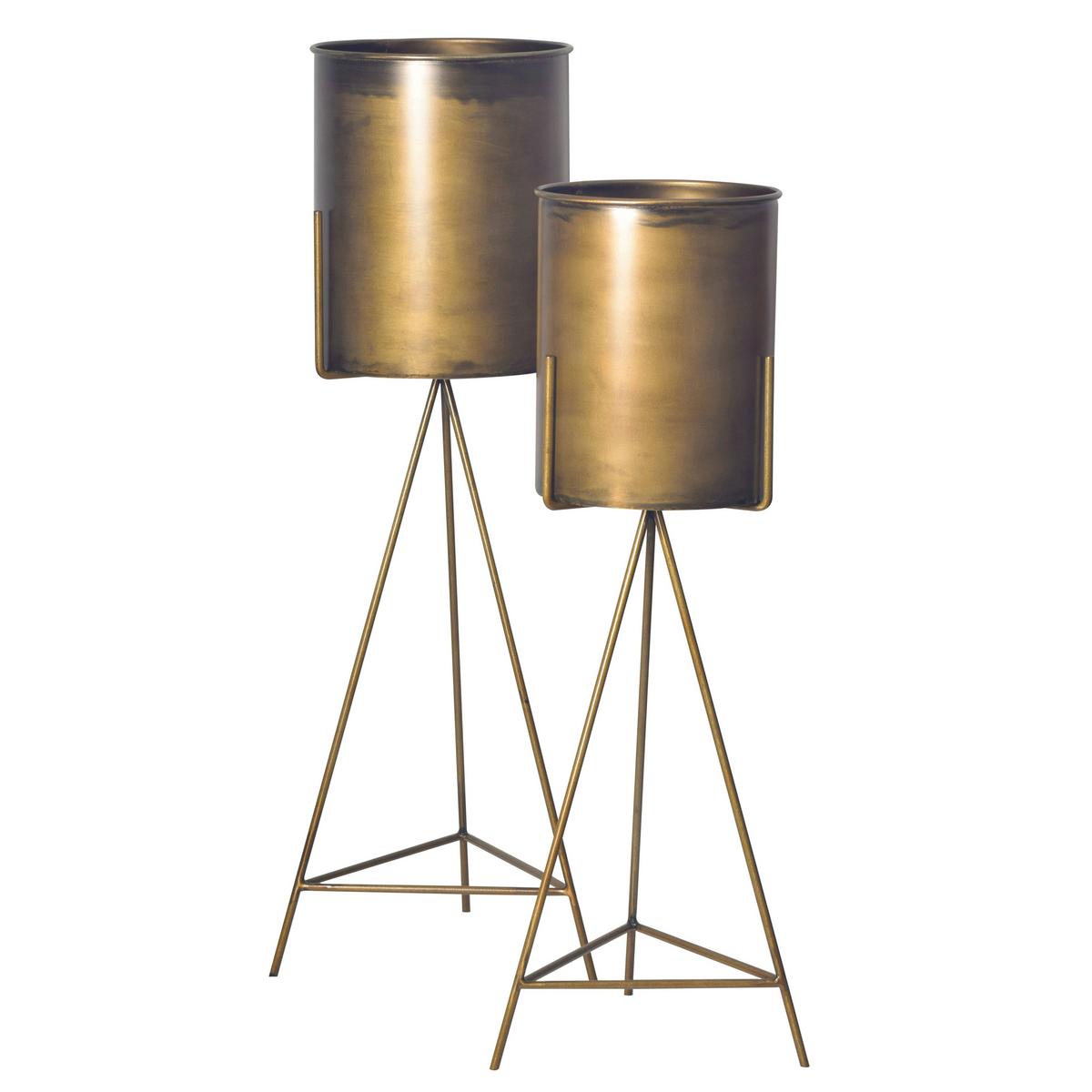 DEKOVASE PFLANZKÜBEL 2ER SET GOLD - Goldfarben, Design, Metall (32/89/32cm) - Livetastic