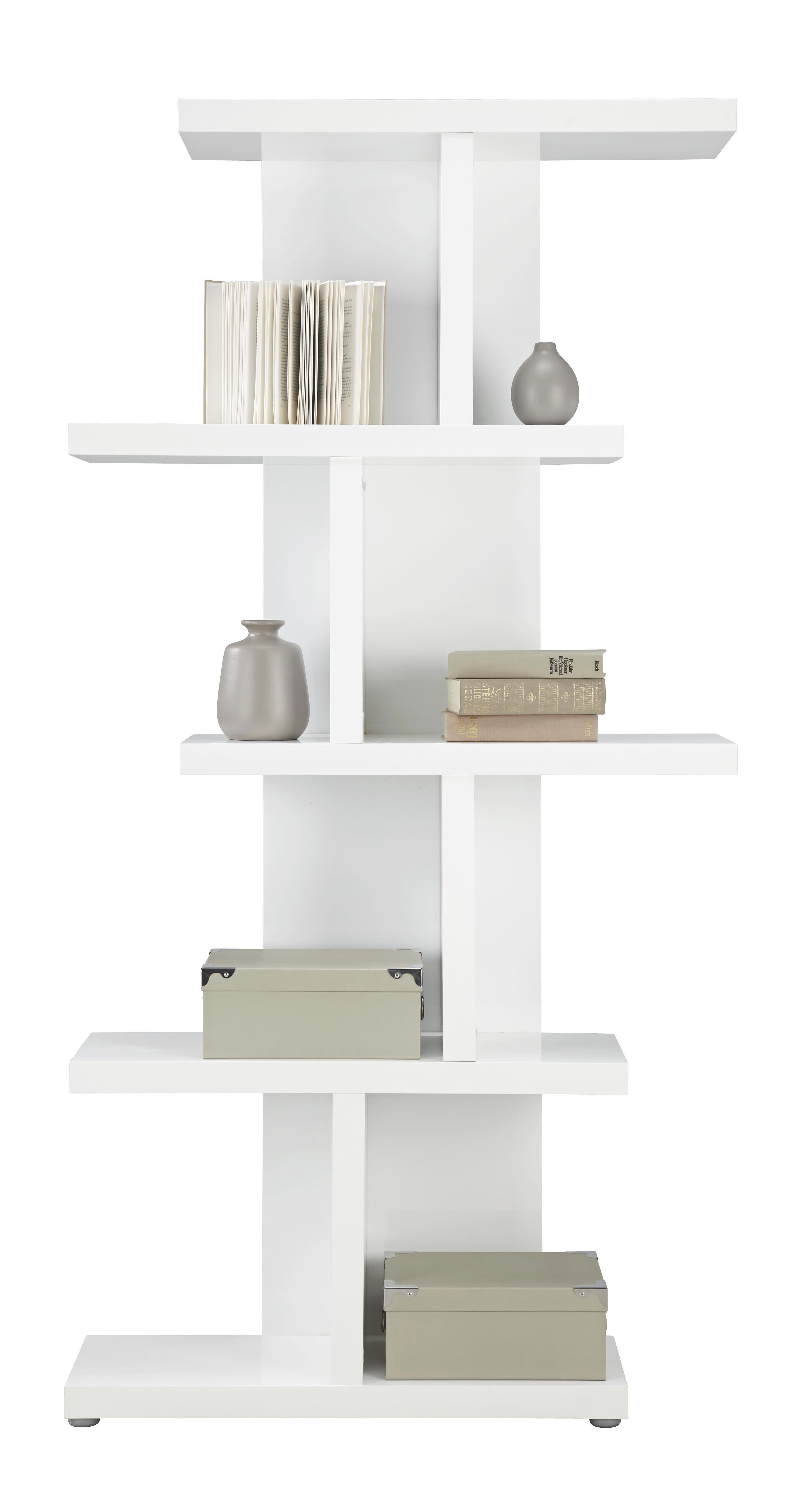 Regal Weiß Hochglanz - Weiß, MODERN, Holzwerkstoff (89,9/184/28cm) - Mömax modern living