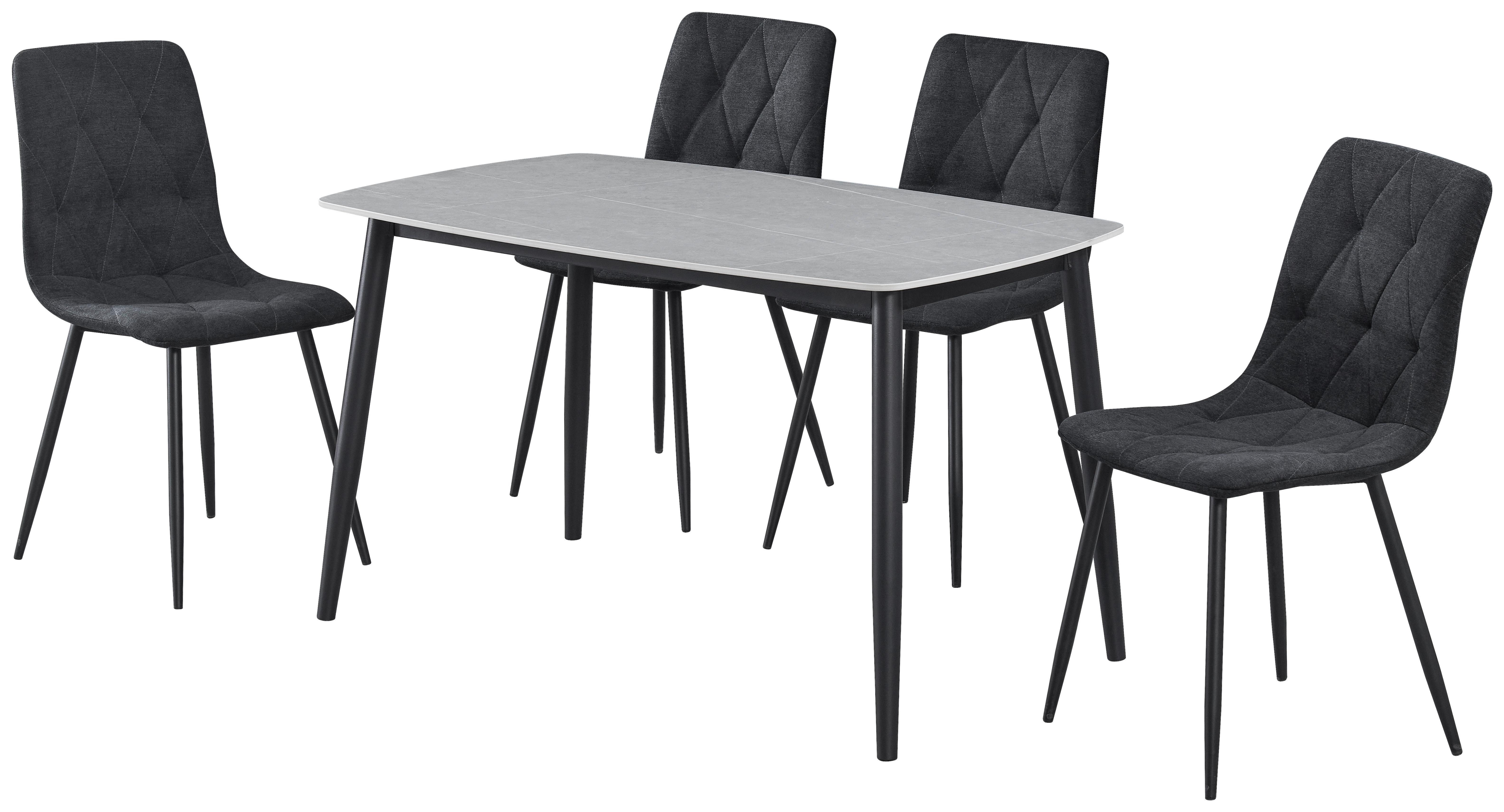 Tischgruppe Andi Grau/Schwarz - Schwarz/Grau, Design, Holz/Keramik (120/79/73cm) - Based