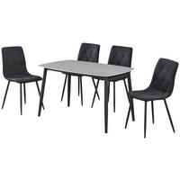 Set cu masa si scaune ANDI - negru/gri, Design, ceramică/lemn (120/79/73cm) - Based