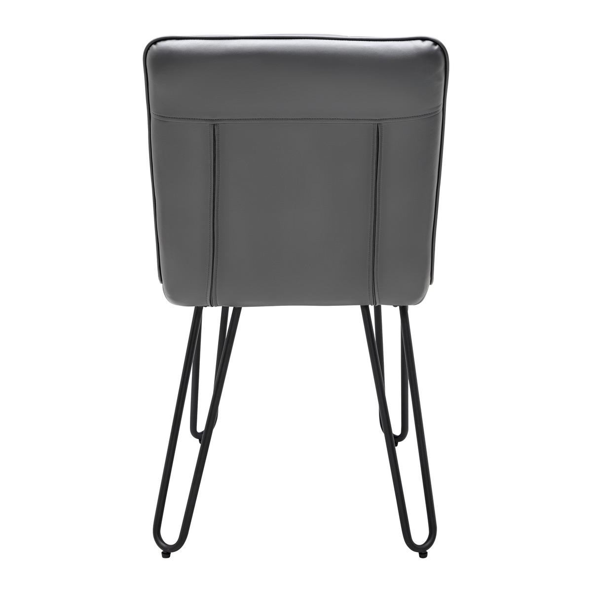 Stuhl Ivie Grau Lederlook Gepolstert - Schwarz/Grau, MODERN, Holz/Textil (43/86/62cm) - Bessagi Home