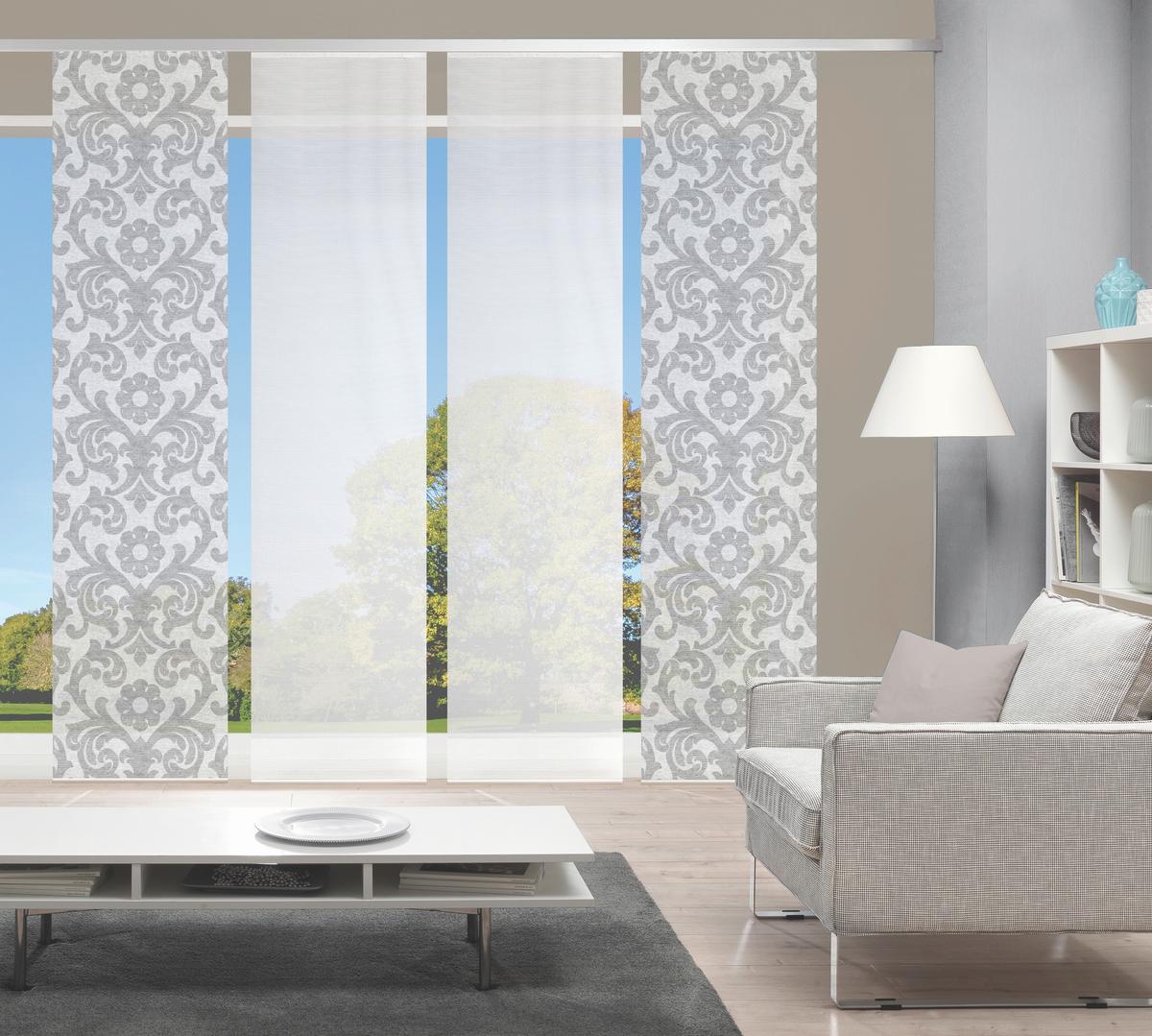 ZASŁONA PANELOWA 4ER SET ORNAMIA - szary, Basics, tkanina (60/260cm)