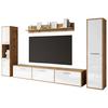 Dnevni Regal Bogota Xl, Bela, Barva Hrasta, 4-Delno - hrast wotan/siva, Basics, umetna masa/leseni material (240/130/31cm) - MID.YOU