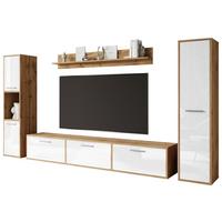 WOHNWAND BOGOTA XL WOTAN EICHE/WEISS - Weiß Hochglanz/Eiche Wotan, Basics, Holzwerkstoff/Kunststoff (240/130/31cm) - MID.YOU