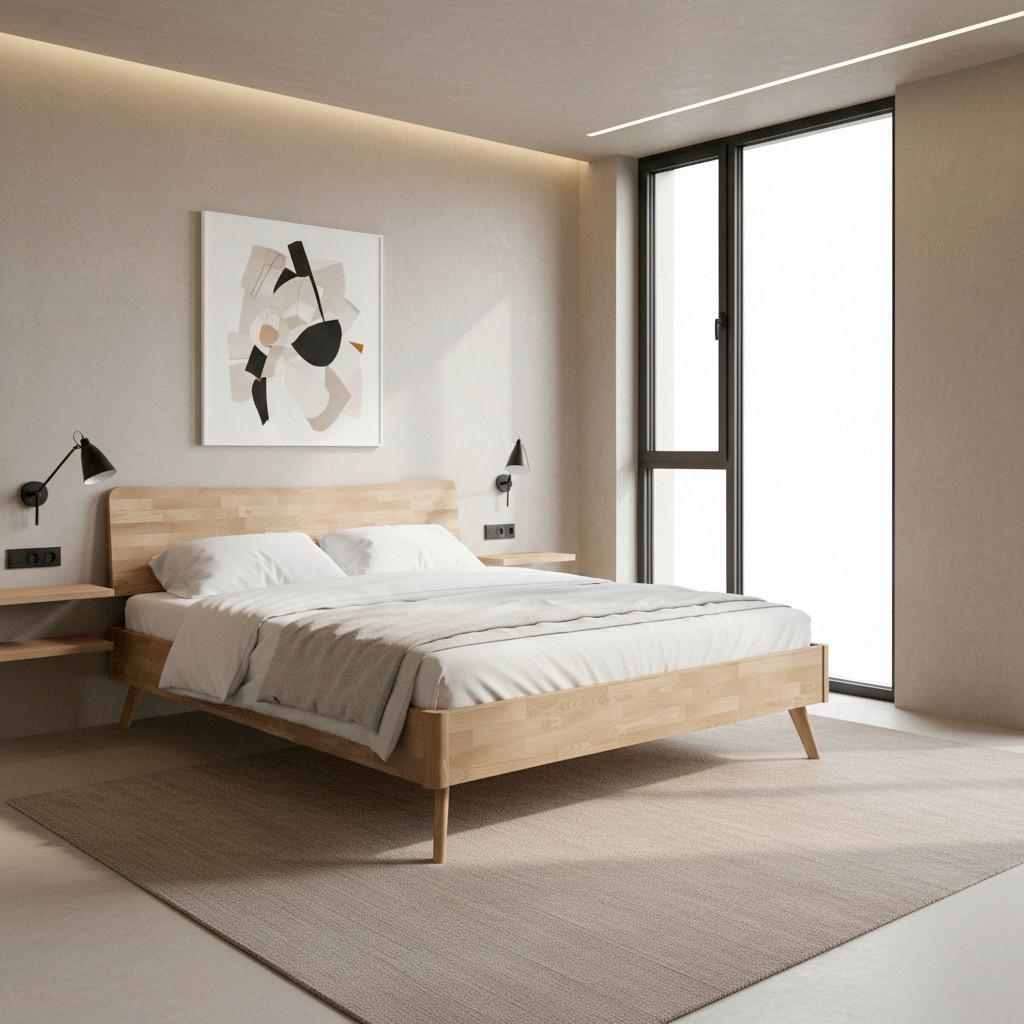 Bett Danzig ca. 140x200 cm Wildeiche Echtholz - Wildeiche, MODERN, Holz (140/200cm) - Bessagi Home