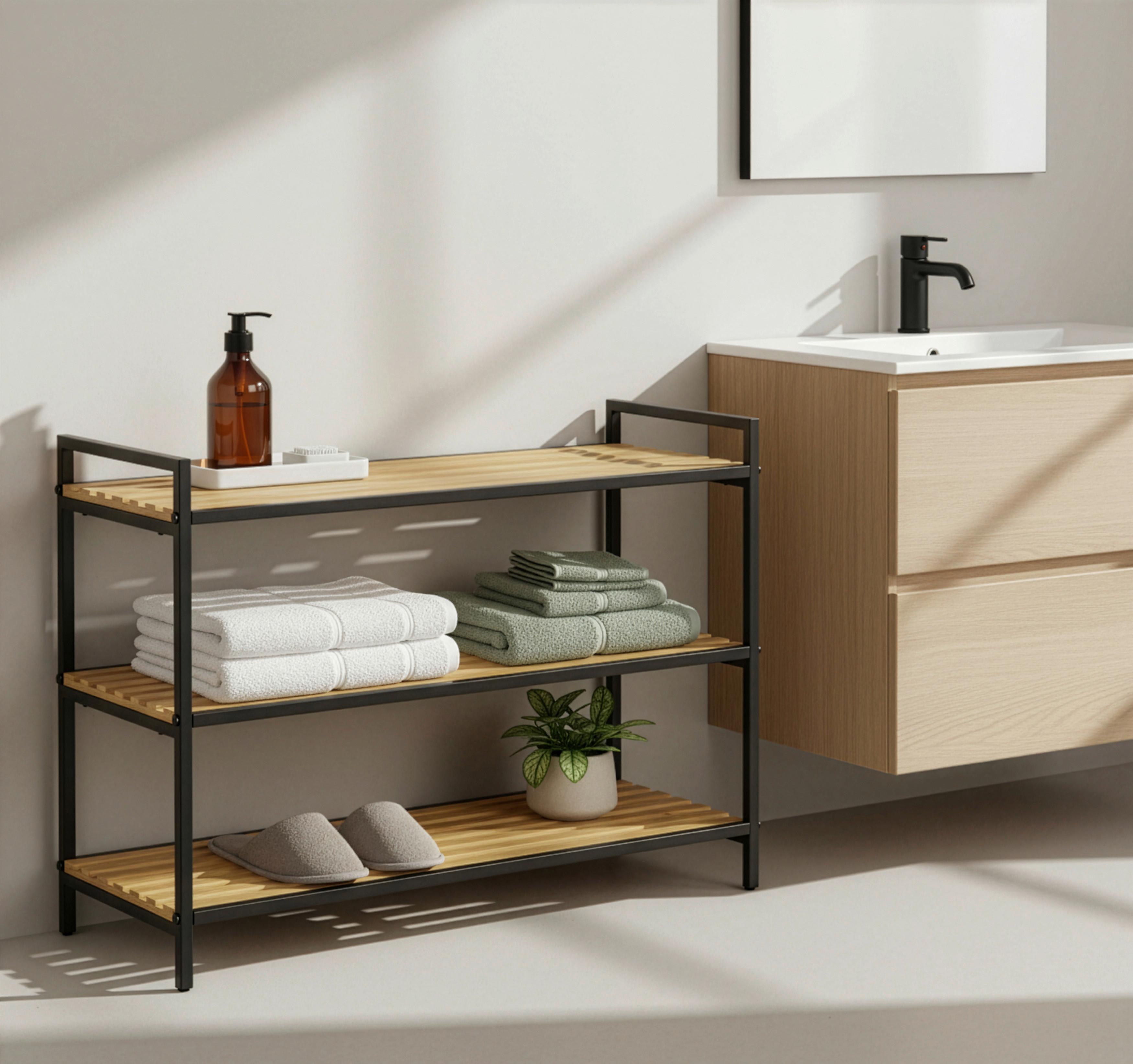 SKOHYLLA AZRA II -SB- - svart/naturfärgad, Modern, metall/naturmaterial (70/48,5/30cm) - Mömax