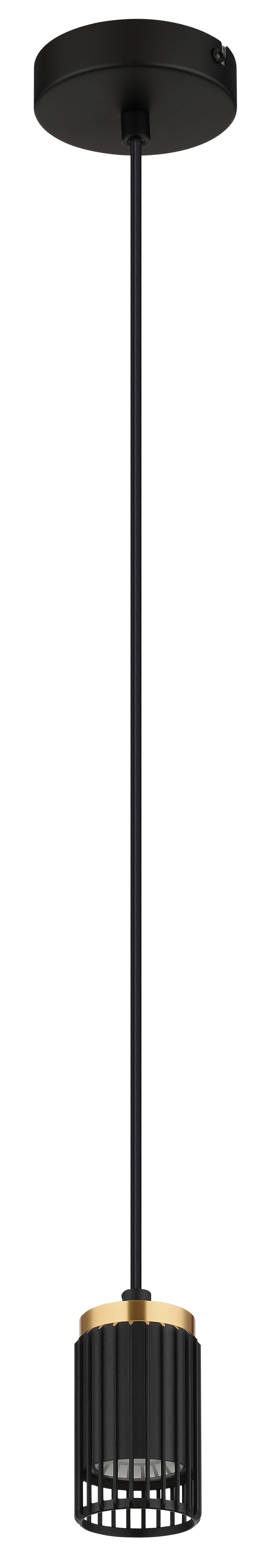 HÄNGELEUCHTE 57906H KORBEN - Goldfarben/Schwarz, Design, Kunststoff/Metall (10/120cm) - Globo