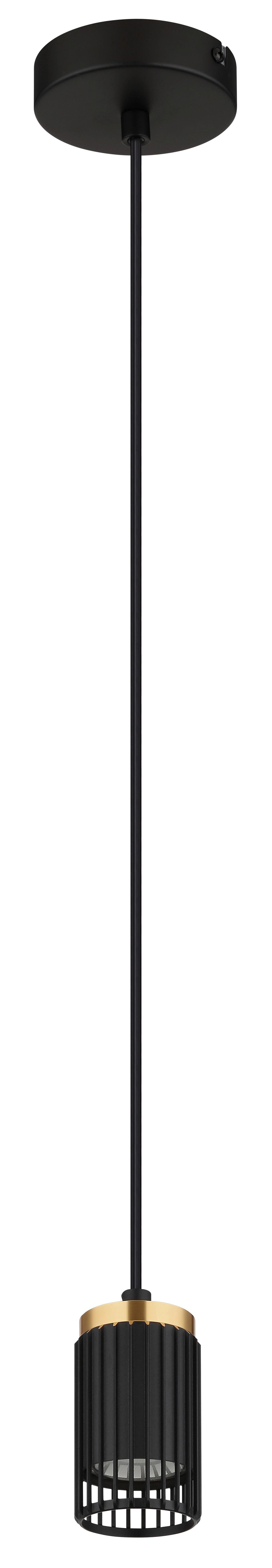 HÄNGELEUCHTE 57906H KORBEN - Goldfarben/Schwarz, Design, Kunststoff/Metall (10/120cm) - Globo