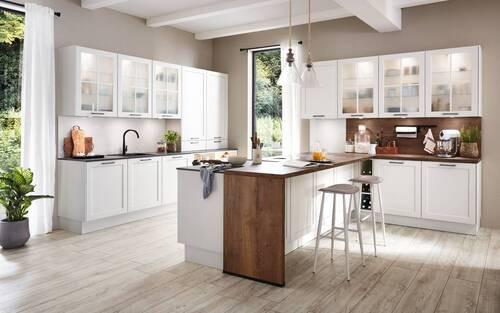Kuhinja Nordic - bijela/boje hrasta, Romantik / Landhaus, drvni materijal - Nobilia