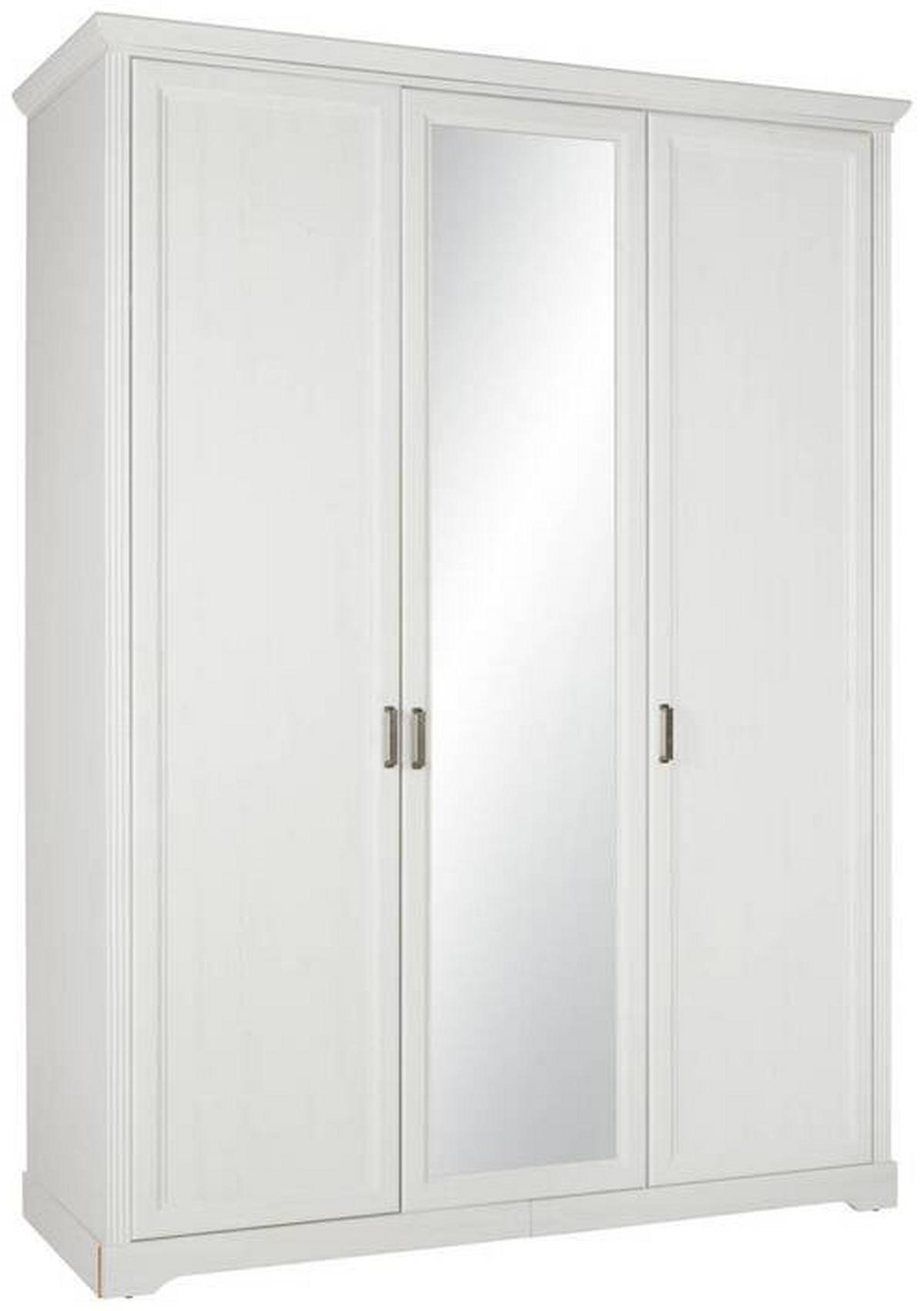 Drehtürenschrank in Weiss - Weiss/Nickelfarben, Romantik / Landhaus, Holzwerkstoff/Metall (160/220/64cm) - Zandiara