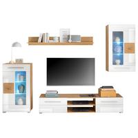 Dnevni Regal Georgia 1, Bela, Visoki Sijaj, Imitacija Hrasta - srebrne barve/bela, Basics, umetna masa/steklo (240/190/43cm) - Ti'me