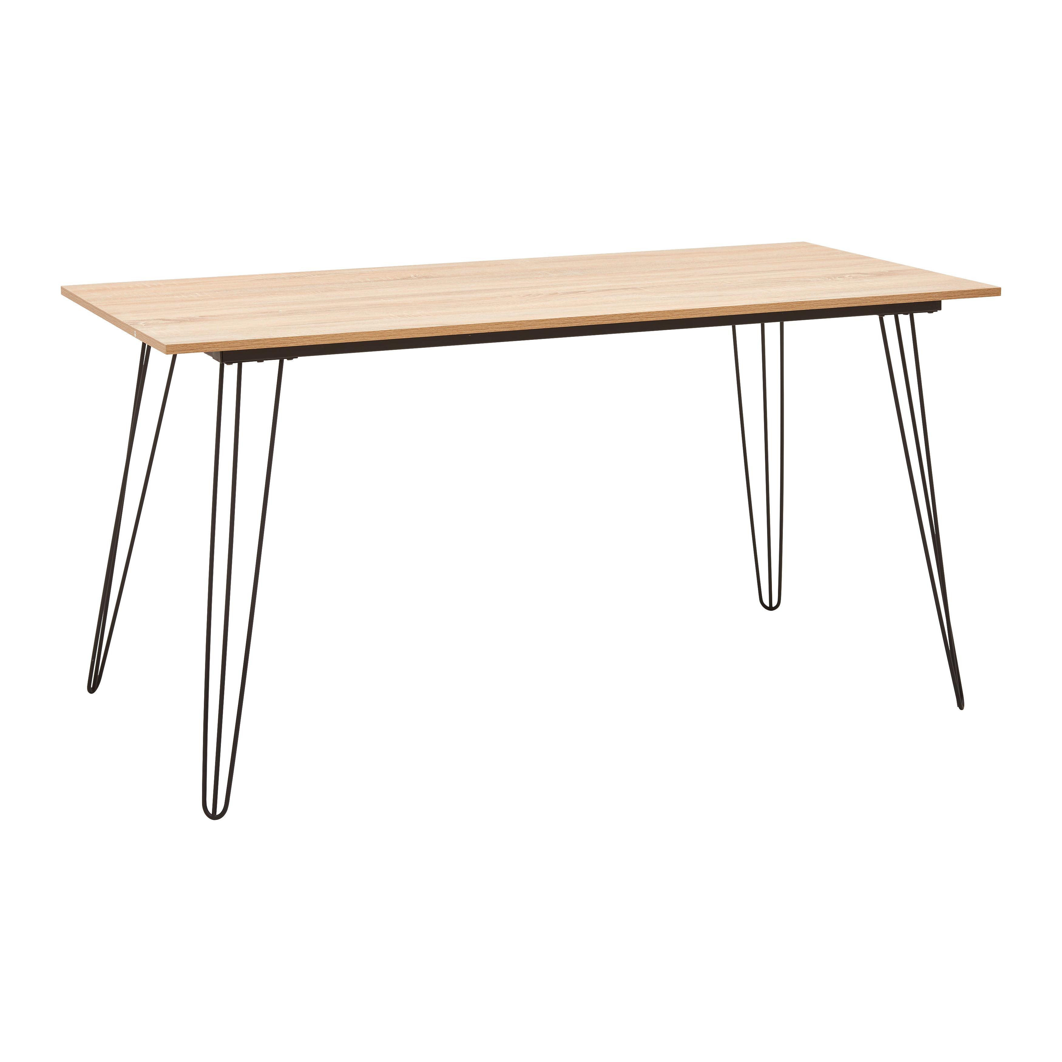 Schreibtisch Julian Eichenfarben MDF ca. 150x70 cm - Eichefarben/Schwarz, MODERN, Holzwerkstoff/Metall (150/70/75cm) - Bessagi Home