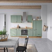 Küchenblock Cascada Low m. Geräten Schilfgrün - Schilfgrün/Eichefarben, MODERN, Holzwerkstoff/Metall (300cm) - Nobilia